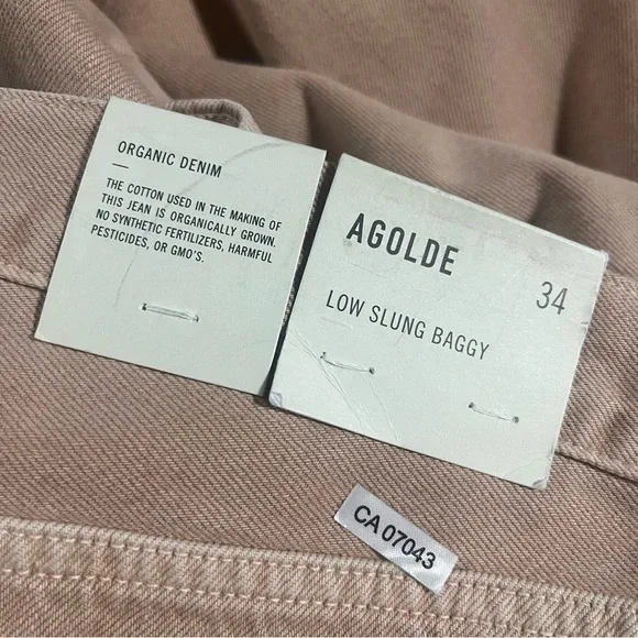 NWT AGOLDE Low Slung Baggy Pink Denim Pants - Picture 10 of 13
